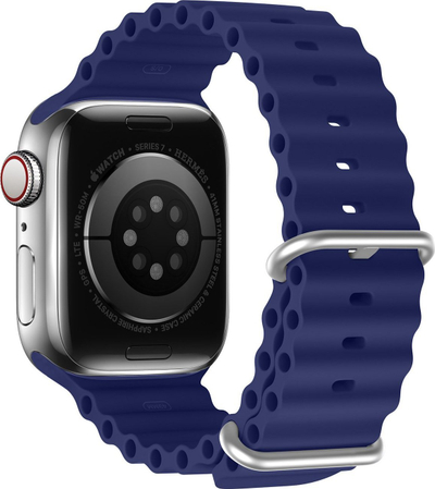 Rrip ore Dux Ducis OceanWave për Apple Watch 41 40 38mm, silikon, blu e errët