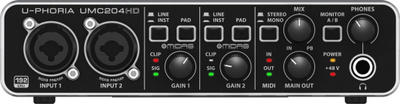 Interfejs audio USB Behringer U-Phoria UMC204HD, 2x4, 24-bit 192 kHz, i zi