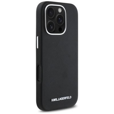 Kllëf telefoni Karl Lagerfeld Saffiano, MagSafe, për iPhone 16 Pro Max, i zi