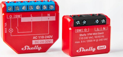 Паметен Ви‑Фи прекинувач Shelly 1PM Mini GEN3, мерење енергија, 1 канал