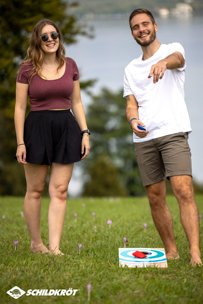 Set loje cornhole SCHILDKRÖT, dru MDF, për 2 deri 4 lojtarë