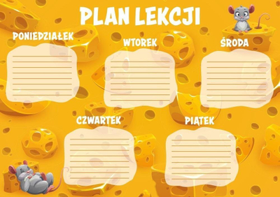 Orar shkollor Henry Timetable A5 Cheese, format A5, dizajn Cheese, shumëngjyrësh