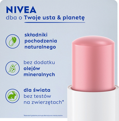 Балсам за усни Nivea Pearly Shine, хидратантен, ефект бисер, розов