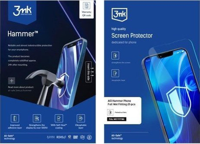 Folie mbrojtëse ekrani 3MK AIO Hammer Phone, 25 copë, transparente