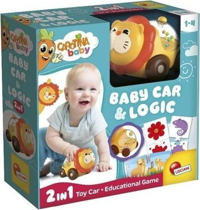 Lodër edukative Lisciani Carotina Baby Little Car Lion, makinë luani, për fëmijë 1–4 vjeç, e verdhë