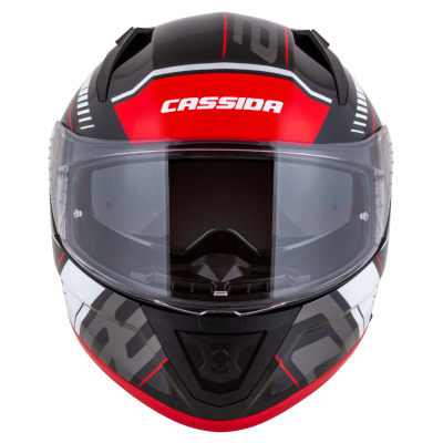 Helmetë moto Cassida Aero Drome, full face, polikarbonat, e zezë pearl e kuqe e bardhë gri