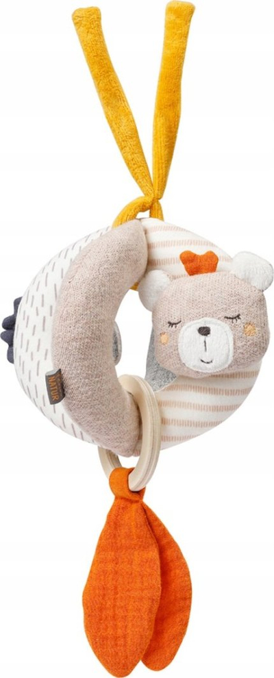 Lodër varëse për bebe Baby Fehn fehnNATUR Grasping Ball, top kapës, gri portokalli