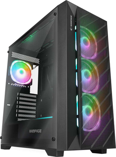 Kuti PC Rampage Prime Mesh, mid tower, 4x ventilatorë ARGB, xham i temperum