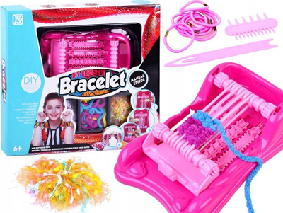 Set kreativ tezgjah për byzylykë DIY Rope Bracelet, plastik, për kalamaj 6+, rozë