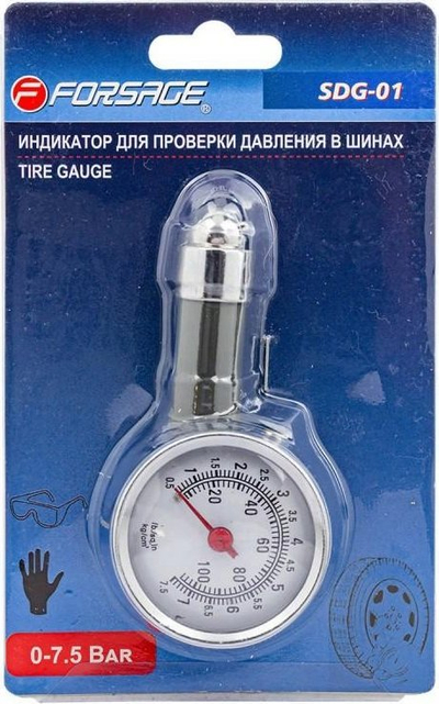 Matës presioni për goma Forsage, 0–7.5 bar, i zi