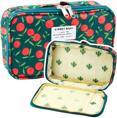 Penar shkollor Stylish, 22.5cm, dizajn qershi, i gjelbër