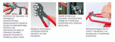 Pinca të rregullueshme Knipex, 250 mm, të kuqe/zeza