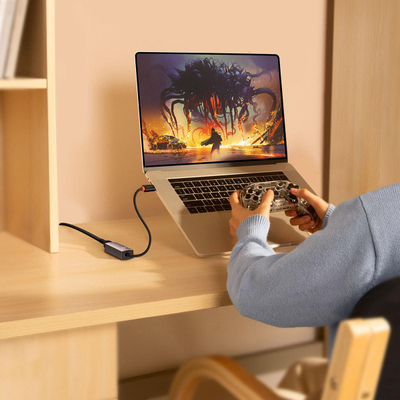 Adapter Ethernet Baseus Lite Series, USB C në RJ45, 1000Mbps, gri
