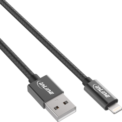 Kabllo USB InLine USB A në Lightning, 2 m, gri