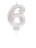 Qiri dekorativ për torte Sparkling Celebrations, numri 6, 9.3 cm, argjendtë