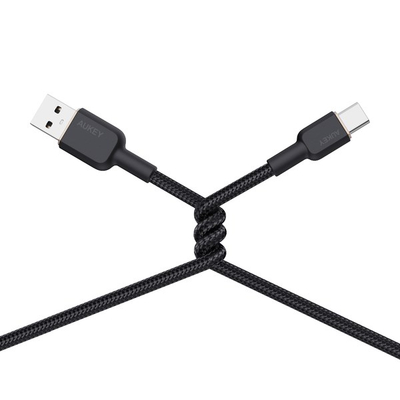 Kabllo Aukey, USB A / USB C, 1.8 m, e zezë