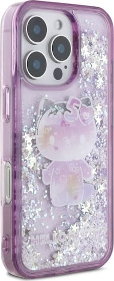 Këllëf telefoni Hello Kitty Liquid Glitter 50th Anniversary Party HKHCP16XL50PPU, për iPhone 16 Pro Max 6.9", vjollcë