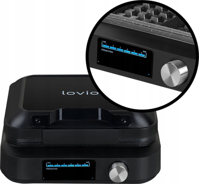 Pjekëse waffle Lovio Home PerfectCrisp LVWF002BK, 2200W, 2 waffle XXL, e zezë