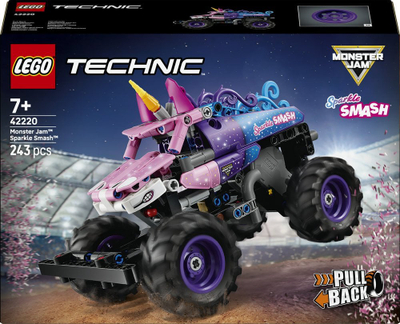 Set ndërtimi LEGO Technic Monster Jam Sparkle Smash 42220, 243 pjesë, pull back, shumëngjyrësh