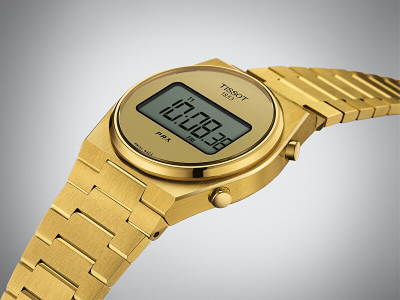 Orë dore për femra Tissot PRX Digital, e artë