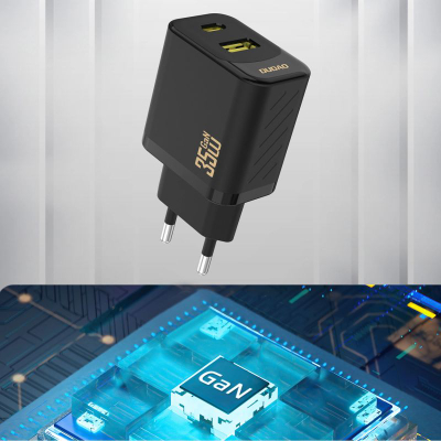 Karikues muri Dudao A27 Max, 35W GaN, USB C dhe USB A, i zi