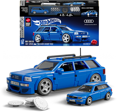 Set ndërtimi Mattel Hot Wheels 94 Audi Avant RS2, 253 copa, 1:32, blu