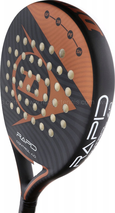 Raketë padel Dunlop Rapid Control 4.0, 360g, grafit EVA, e zezë me ari
