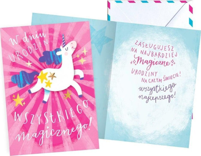 Kartolinë urimi Dream Cards All Magical B6, ditëlindje unicorn, rozë
