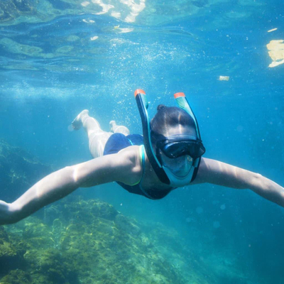 Maskë snorkeling Bestway Hydro-Pro SeaClear, fytyrë e plotë, lentë të errësuara, e zezë