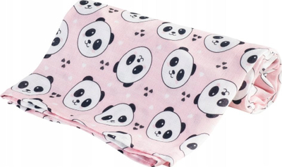 Pelenë bambuje Bocioland Pink Panda, 120x120 cm, rozë