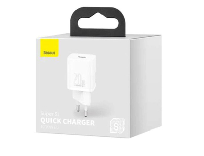 Karikues rrjeti Baseus Super Si BSU2026WHT, 1x USB-C, 20W 3A, i bardhë