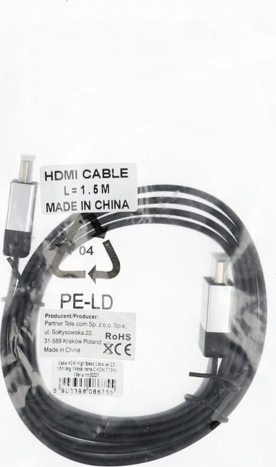 Kabllo HDMI High Speed, ver. 2.0, 1.5m, e zezë