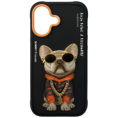 Mbulesë telefoni Nimmy GLASSES COOL DOG për iPhone 17, mbrojtëse mrapa, e zezë
