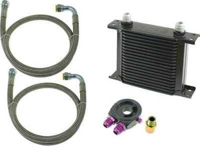 Radiator vaji TurboWorks Slim Line 16-rreshta 14, lidhje AN10, i vogël kompakt, i zi