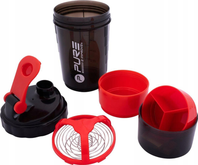 Shaker Pure2Improve, 500ml, me 2 ndarje, i zi