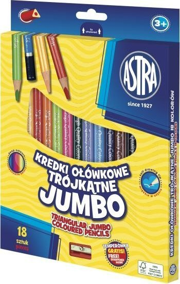 Lapsa me ngjyra Astra Triangular Jumbo, 18 ngjyra, me mprehës