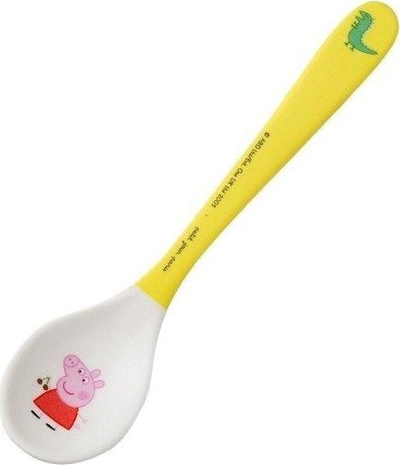 Lugë për bebe Petit Jour Peppa Pig, ergonomike, pa BPA, e verdhë