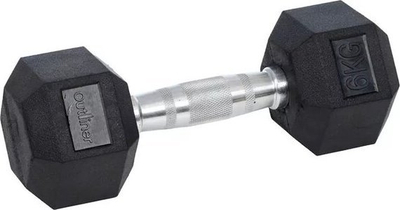 Hantel gome Outliner YLDB35, 6 kg, dizajn gjashtëkëndor, i zi