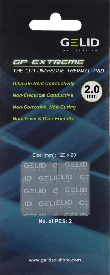 Jastëk termik Gelid GP-Extreme, 120x20x2.0mm, 12W, set 2 copë