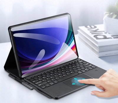 Këllëf me tastierë Dux Ducis për Galaxy Tab S10 Ultra / S9 Ultra, me touchpad, kthehet në stand, i zi
