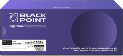 Toner printeri Black Point LCBPSHC30BK, për Sharp MX-C30GTB, 6000 faqe, i zi