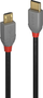 USB кабел Lindy USB-C во microUSB Anthra Line, 1 m, 480 Mbps, црн