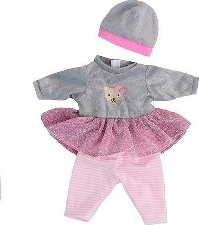 Rroba për kukulla Smily Play, 32 cm, set 3 copë, rozë me gri