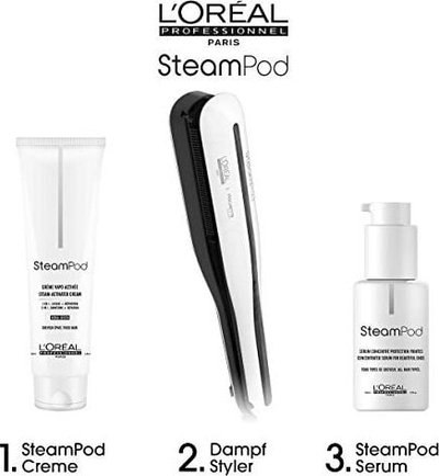Pllojë flokësh L’Oréal Professionnel Steampod 3.0, me avull, 180°C – 210°C, e bardhë