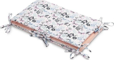Mbrojtës shtrati për bebe Klups Butterflies, për krevat 120x60 cm, pambuk, rozë