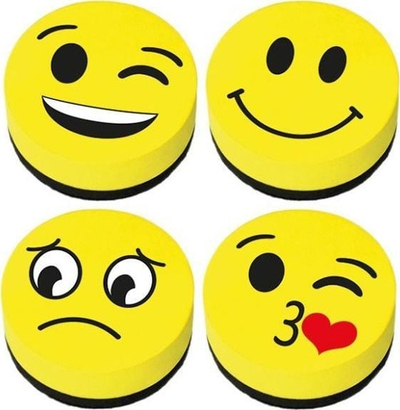 Sfungjerë magnetikë për tabelë Hasta Emoticon, set, të shumëngjyrshëm