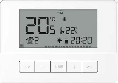 Termostat dhome Tech Wired Room Regulator T-4.1, programim javor, ekran me dritë, i bardhë