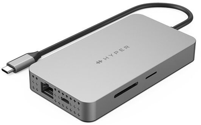 Hub HyperDrive Dual 4K HDMI 10‑në‑1 USB‑C, ngjyrë argjendtë