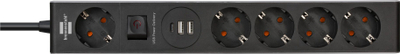 Shirit rryme Brennenstuhl Premium-Line, 5 dalje, USB PD 45W, 1.5m, bardh e zi