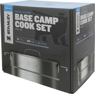 Set gatimi kampingu Stanley Base Camp 3.5L, 21 pjesë, çelik inox, argjendtë